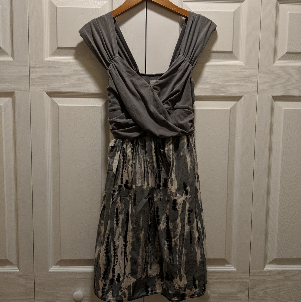 Grey, black & white skater dress, tank or capped t